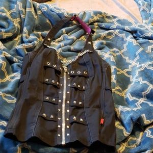 Black studded halter top